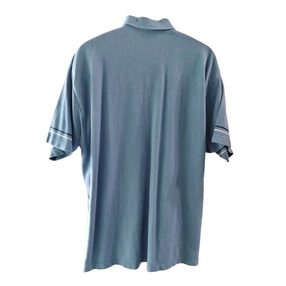 Faded Glory Authentic Mens 2XL Polo Shirt Blue Striped 100% Cotton Short Sleeve - Picture 5 of 6